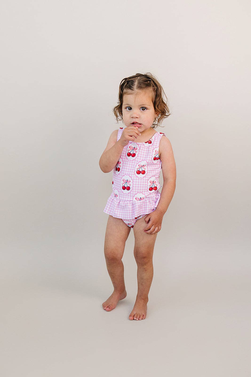 Gingham Cherry One Piece Swimmie