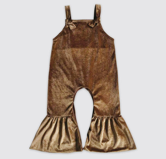 Velvet Coffee Bell Bottom Romper