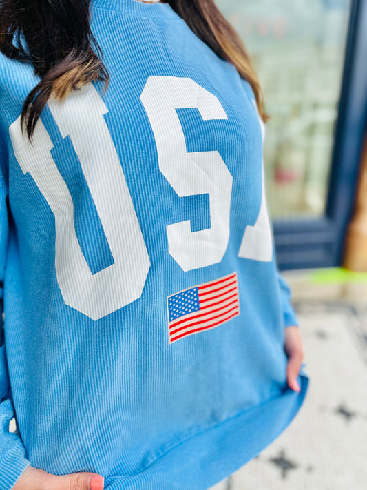 USA Ribbed Crewneck
