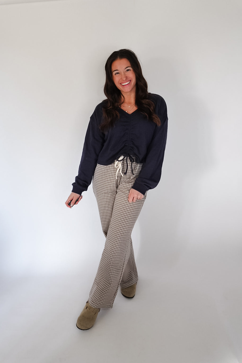 Navy Reversible Relaxed Crop Knit Top