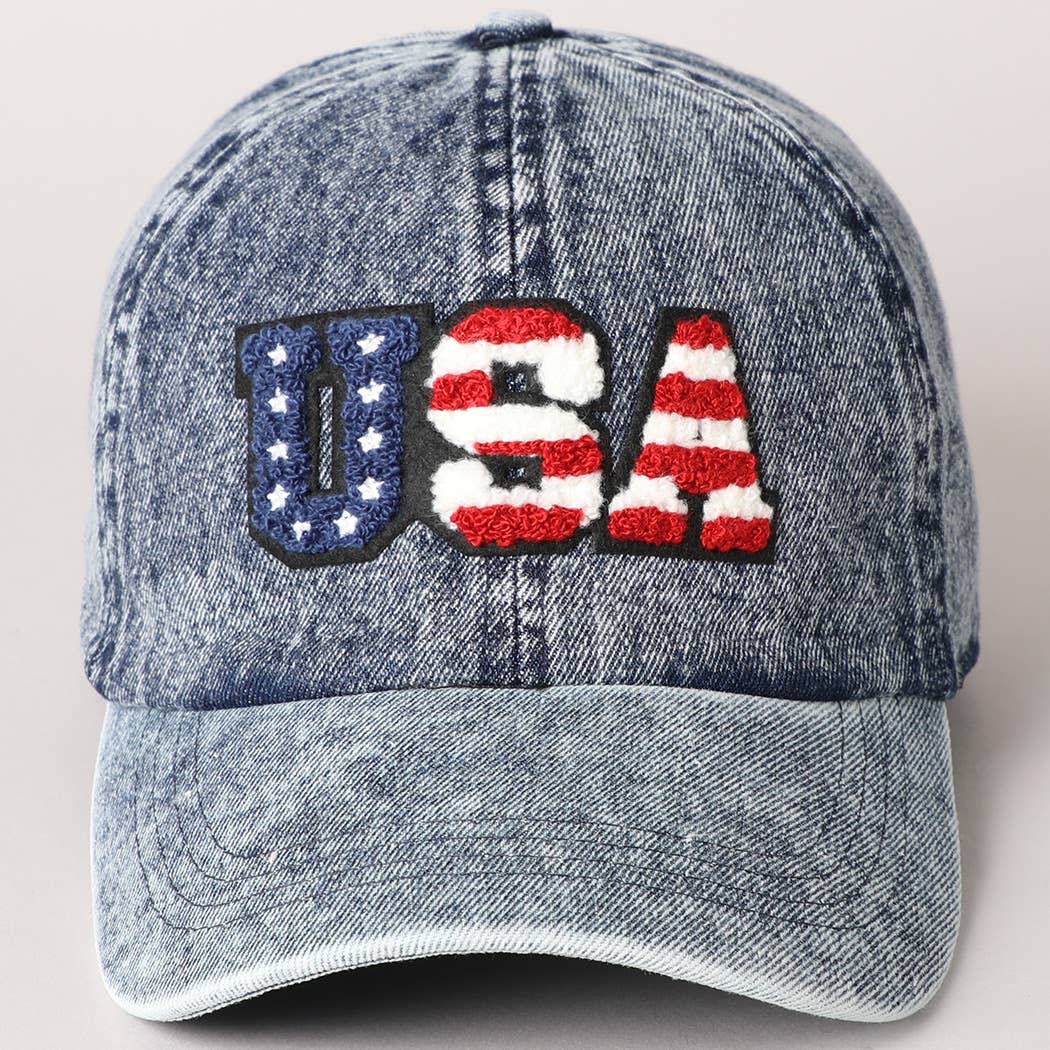 USA Letter Chenille Patch Baseball Cap Hat