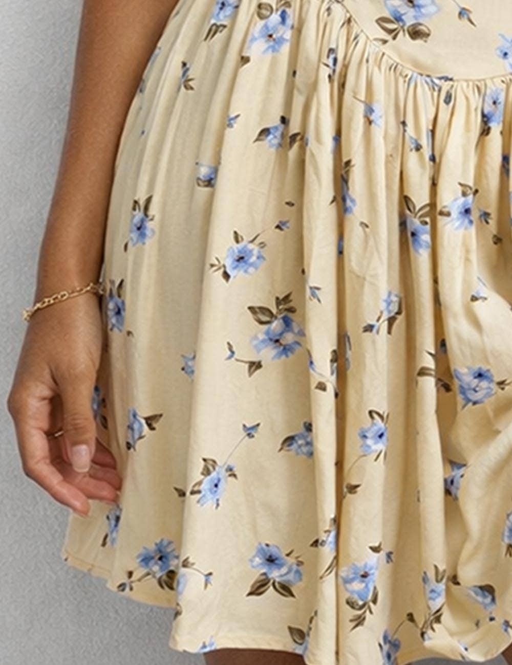 Lemoncello Lace Trim Ruched Mini Dress