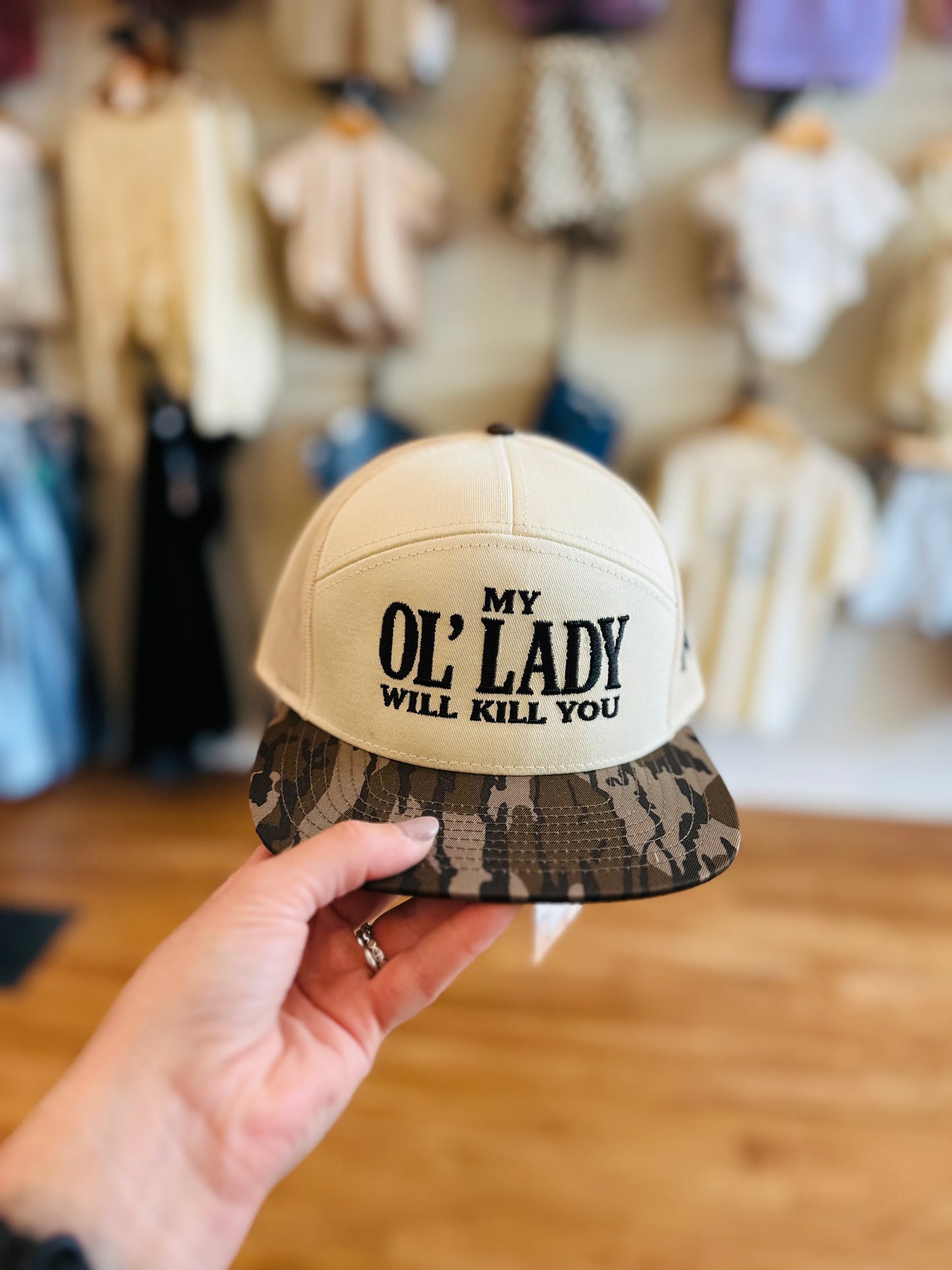 My Ol’ Lady Will Kill You Bottomland Hat + Black Thread