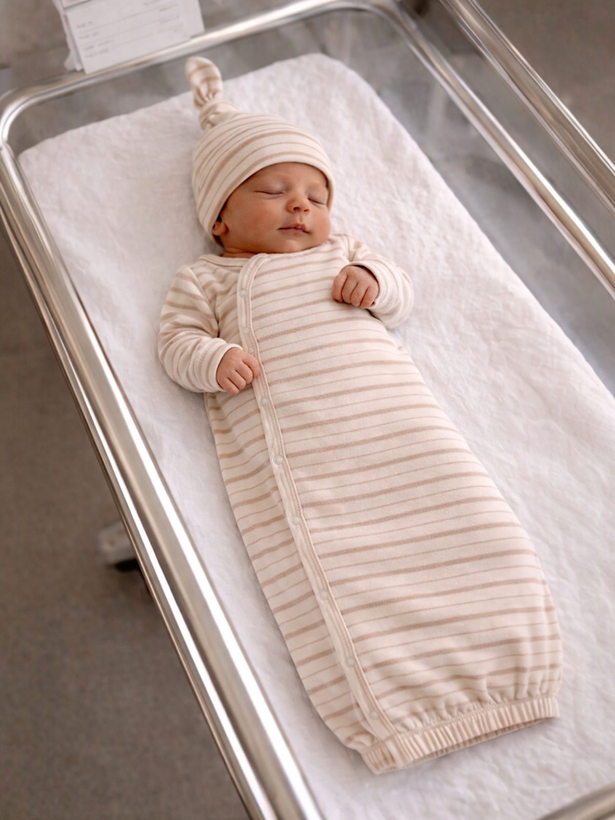 Neutral Nelly Stripe Organic Sleep Gown