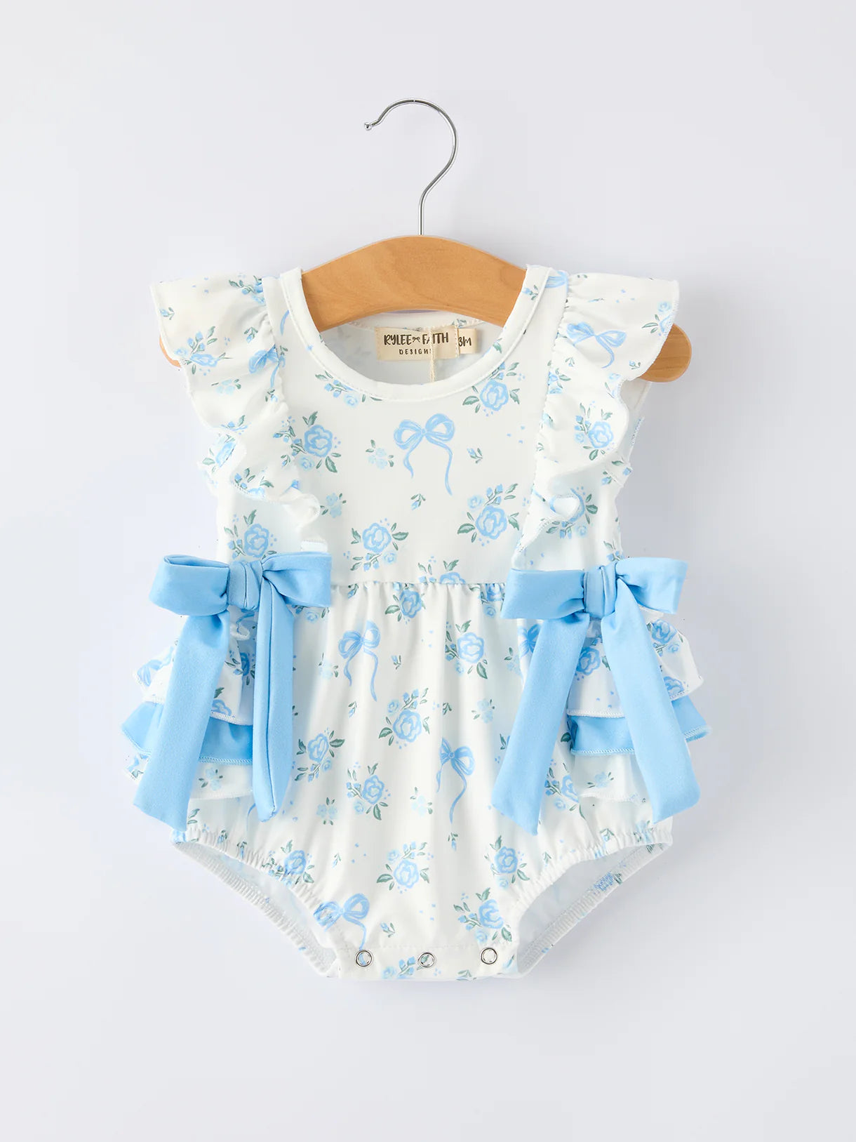 Blair Blue Floral Spring Ruffle Romper
