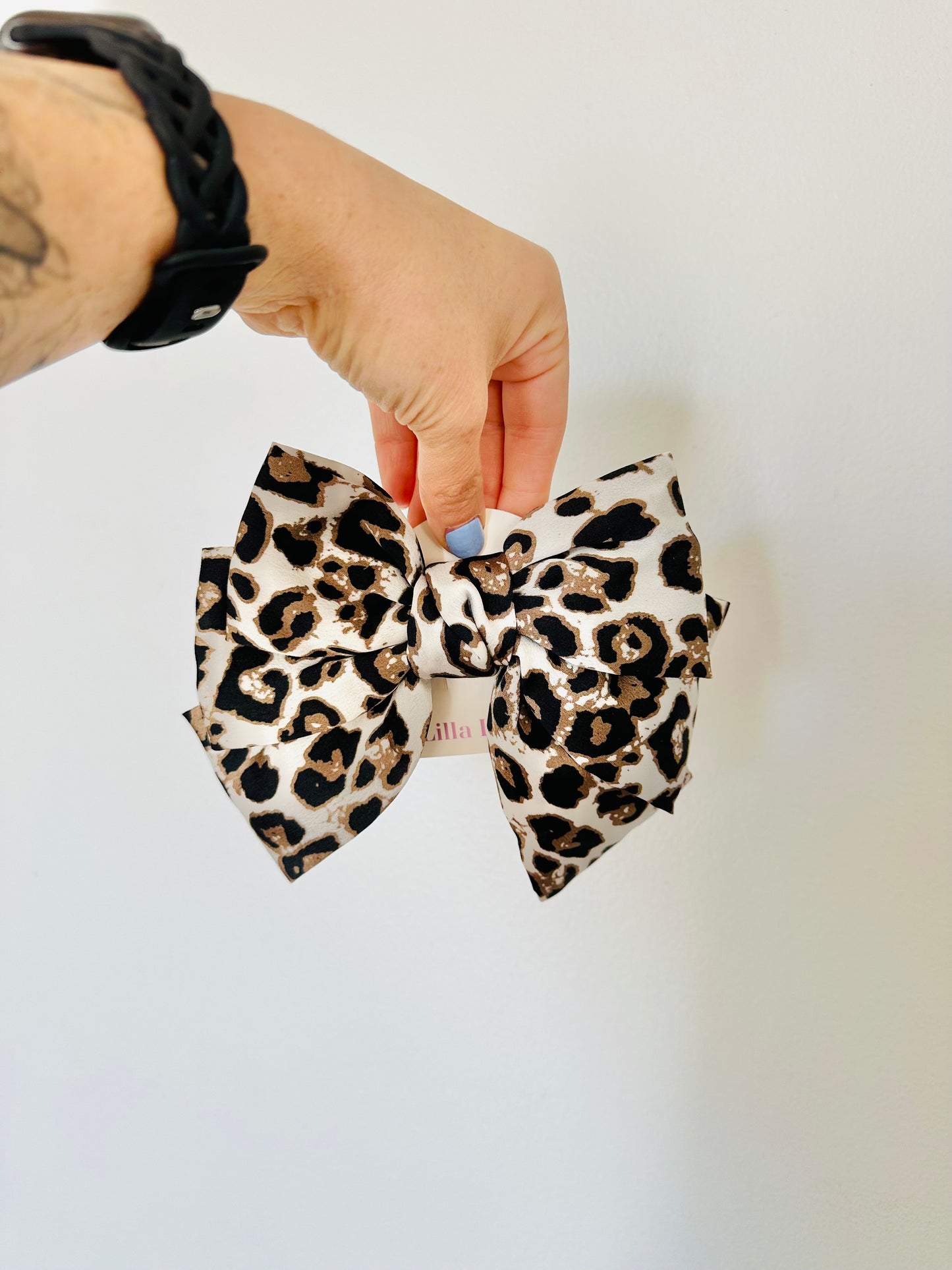 Silky Leopard Waterfall Bow Clip RTS