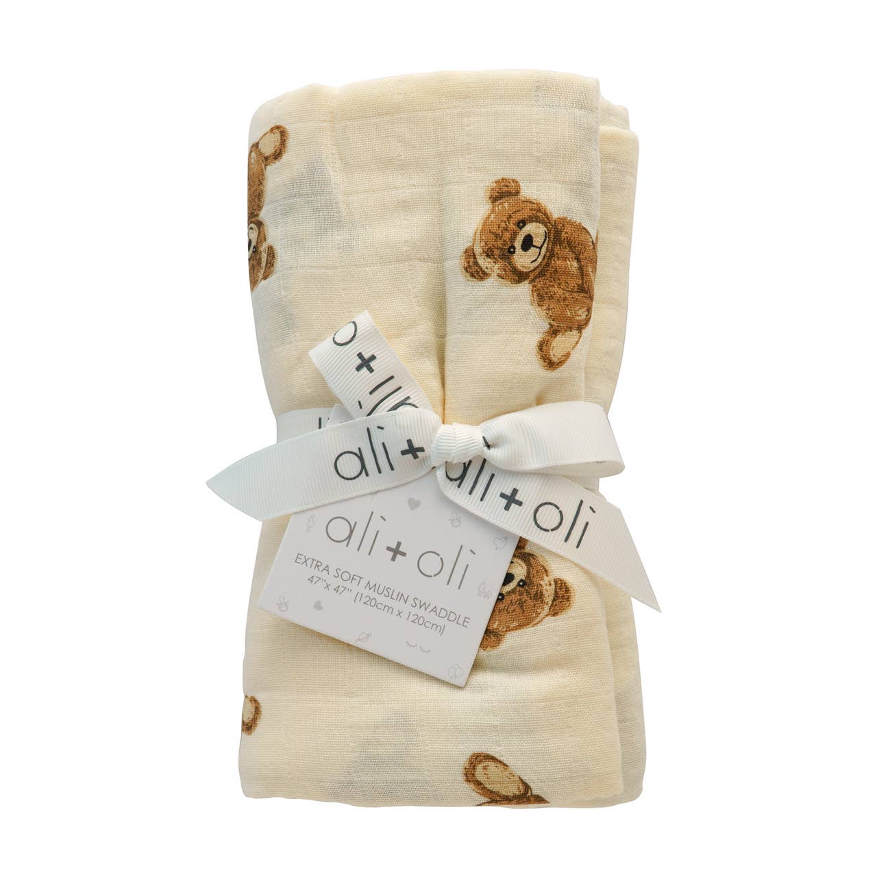 Bamboo Muslin Swaddle Teddy Bear Blanket