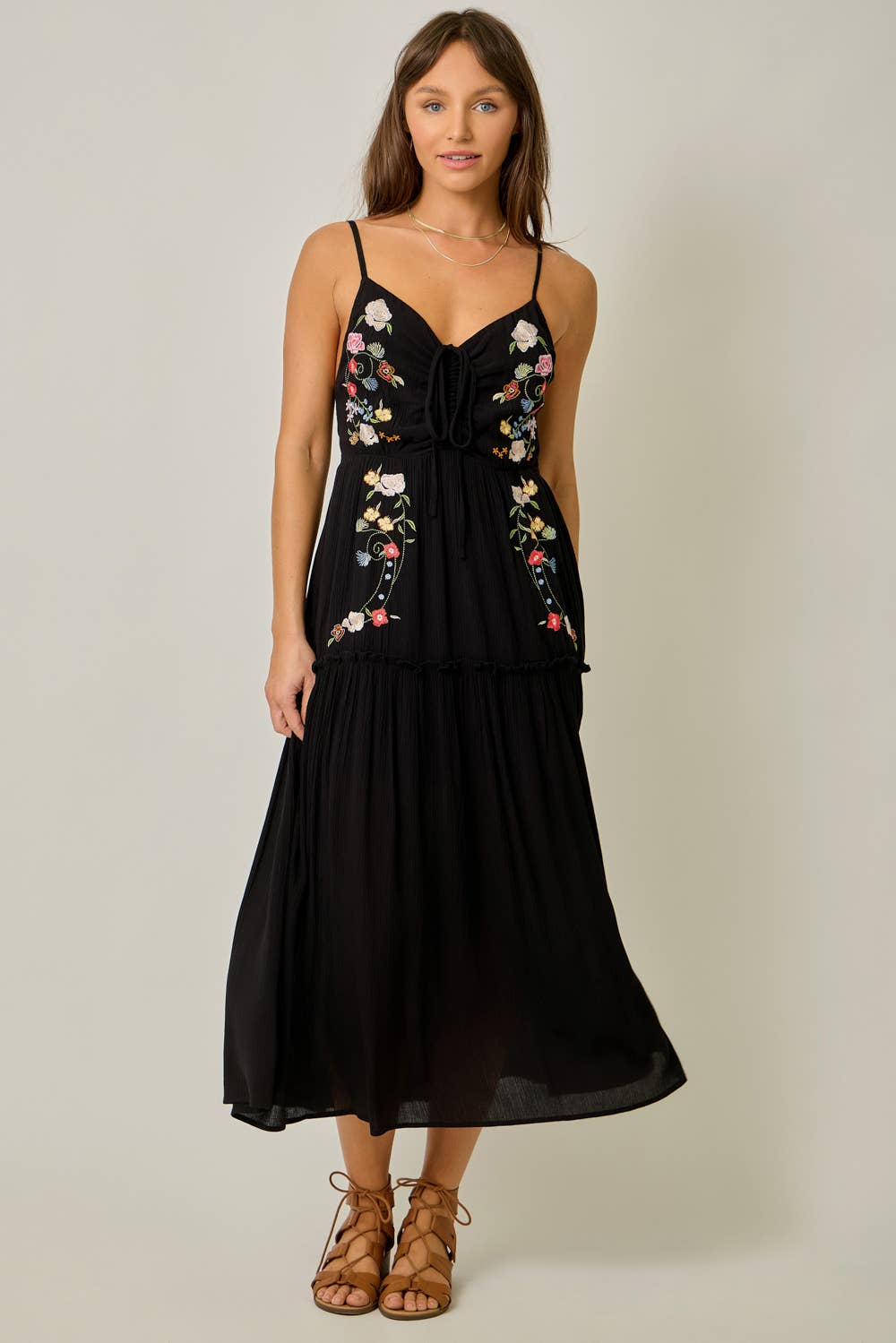 Danielle Embroidered Boho Midi Dress