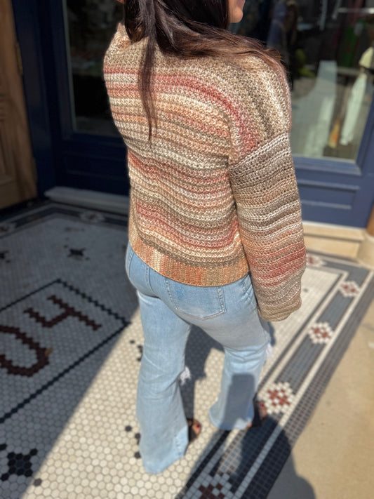 Emmy Neutral Blush Semi-Crop Cardigan