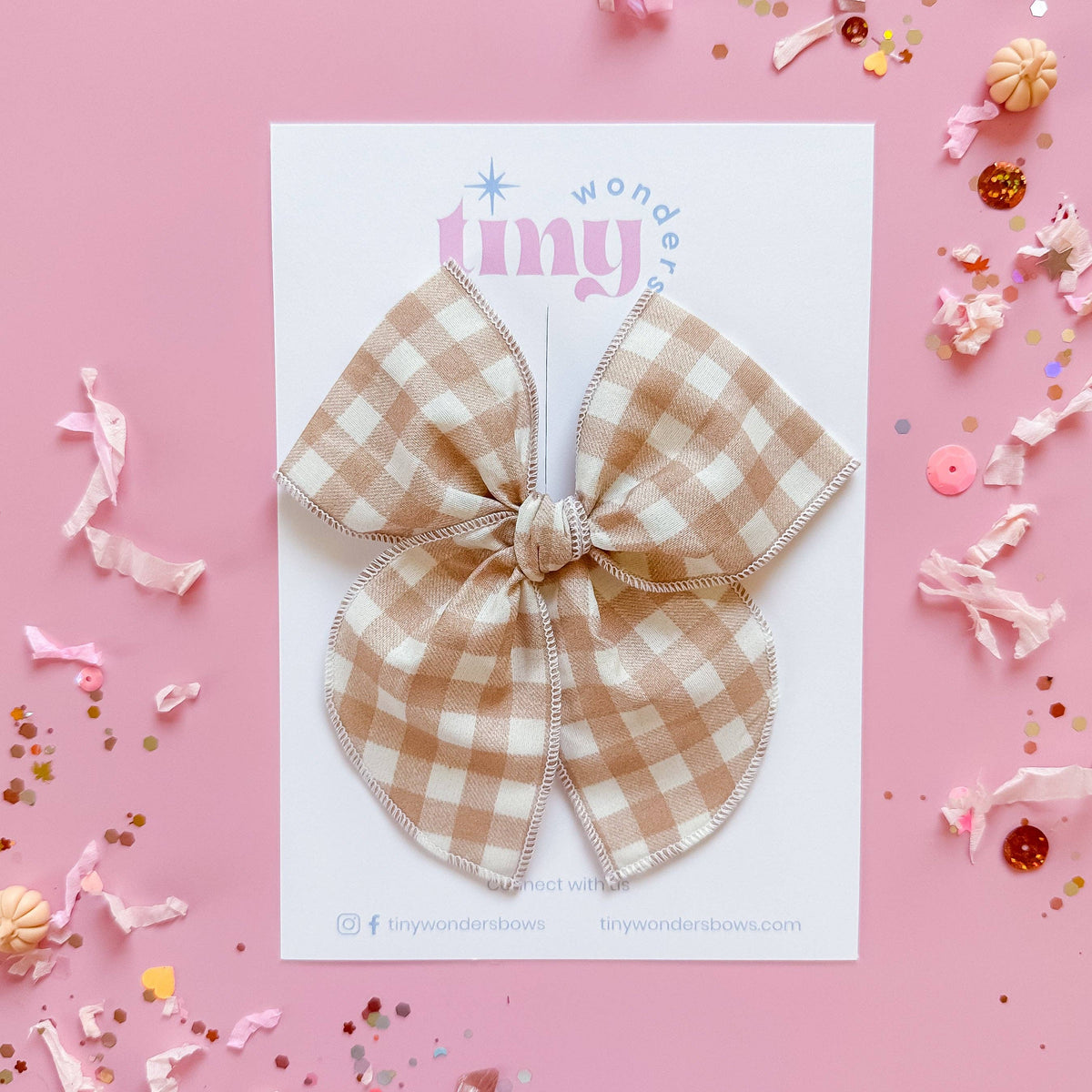 Beige and White Gingham Piggies