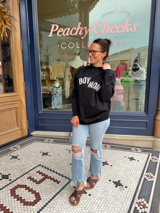 Boy Mom Mock Neck In Black