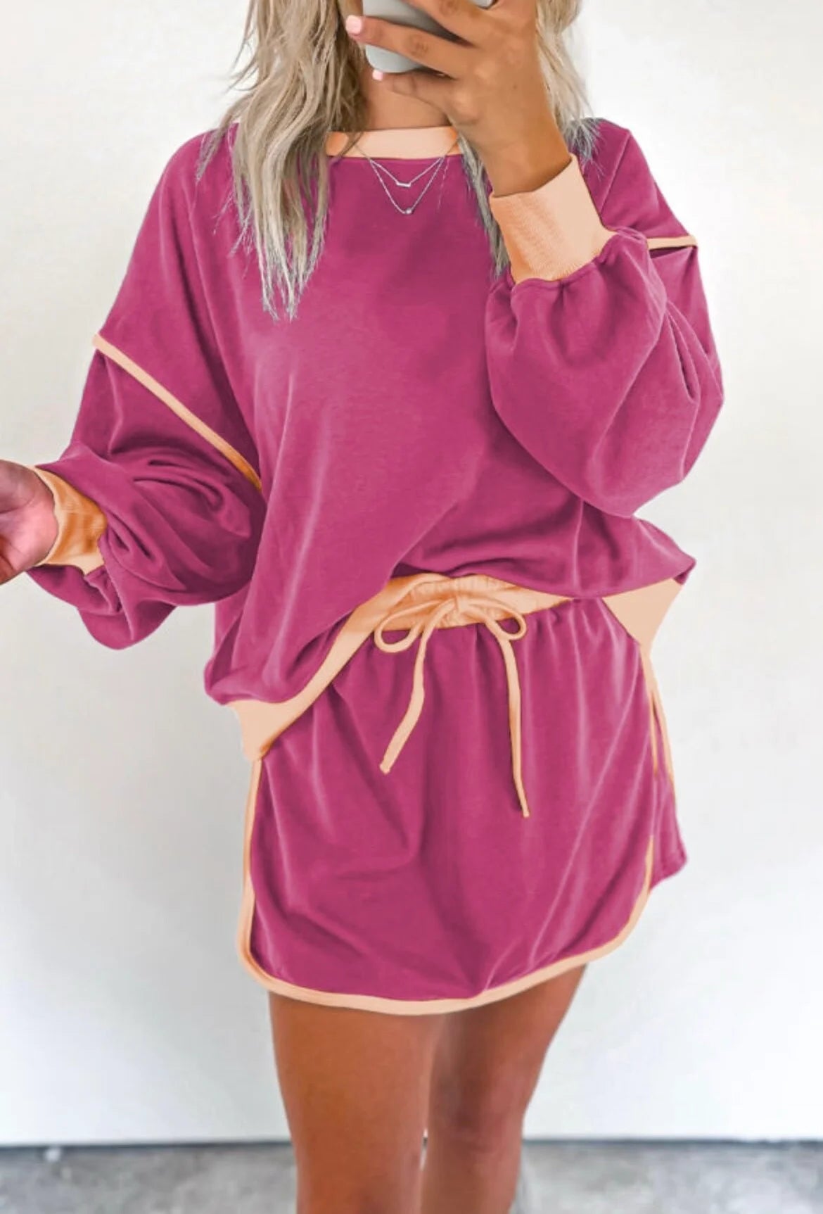 Varsity Lined Slouchy Skort Set RTS