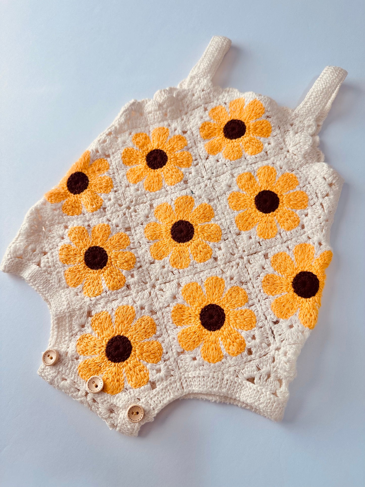 Sunflower Crochet Onesie RTS