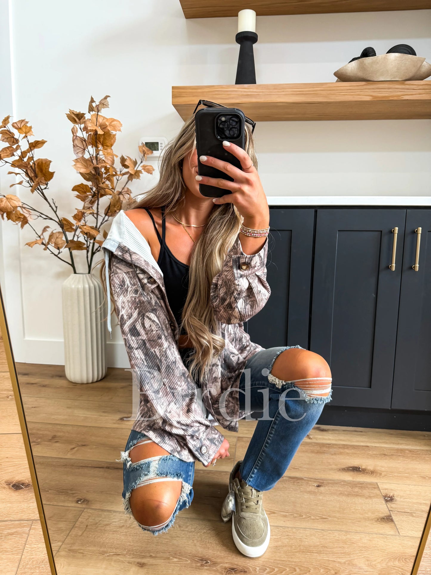 Luxe Ribbed & Hooded Camo Shacket RTS