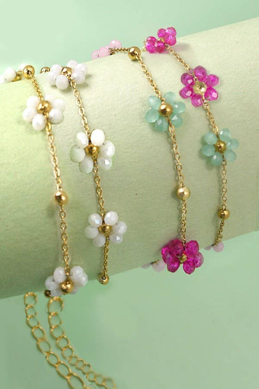 Summer Multi-Beaded Flower Charm Bracelets