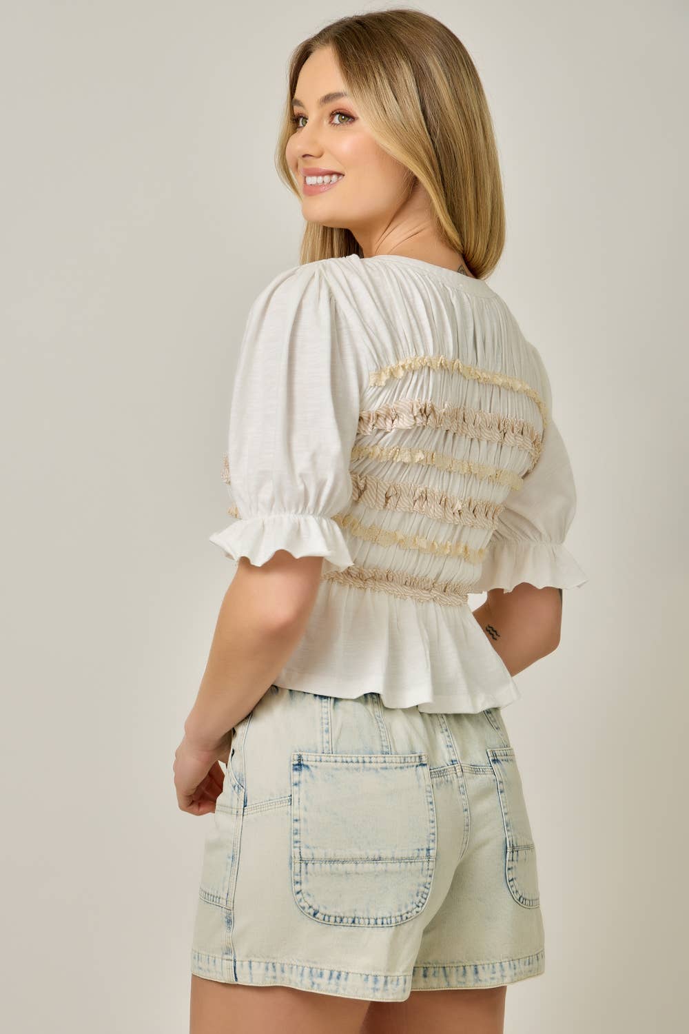 Lovely Lace + Lined Peplum Top