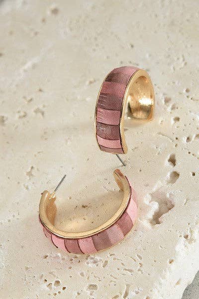 Faux Leather Two-Toned Hoop Earrings