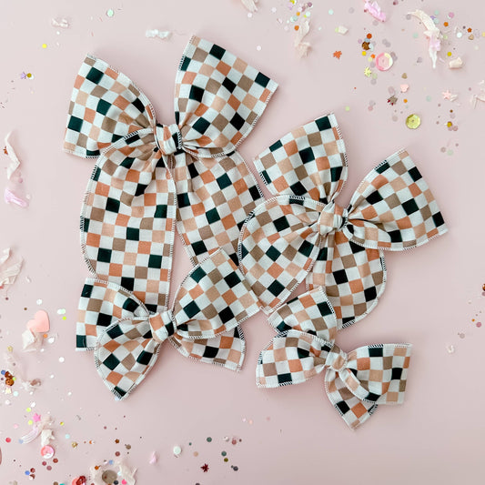 Neutral Checkered Bow