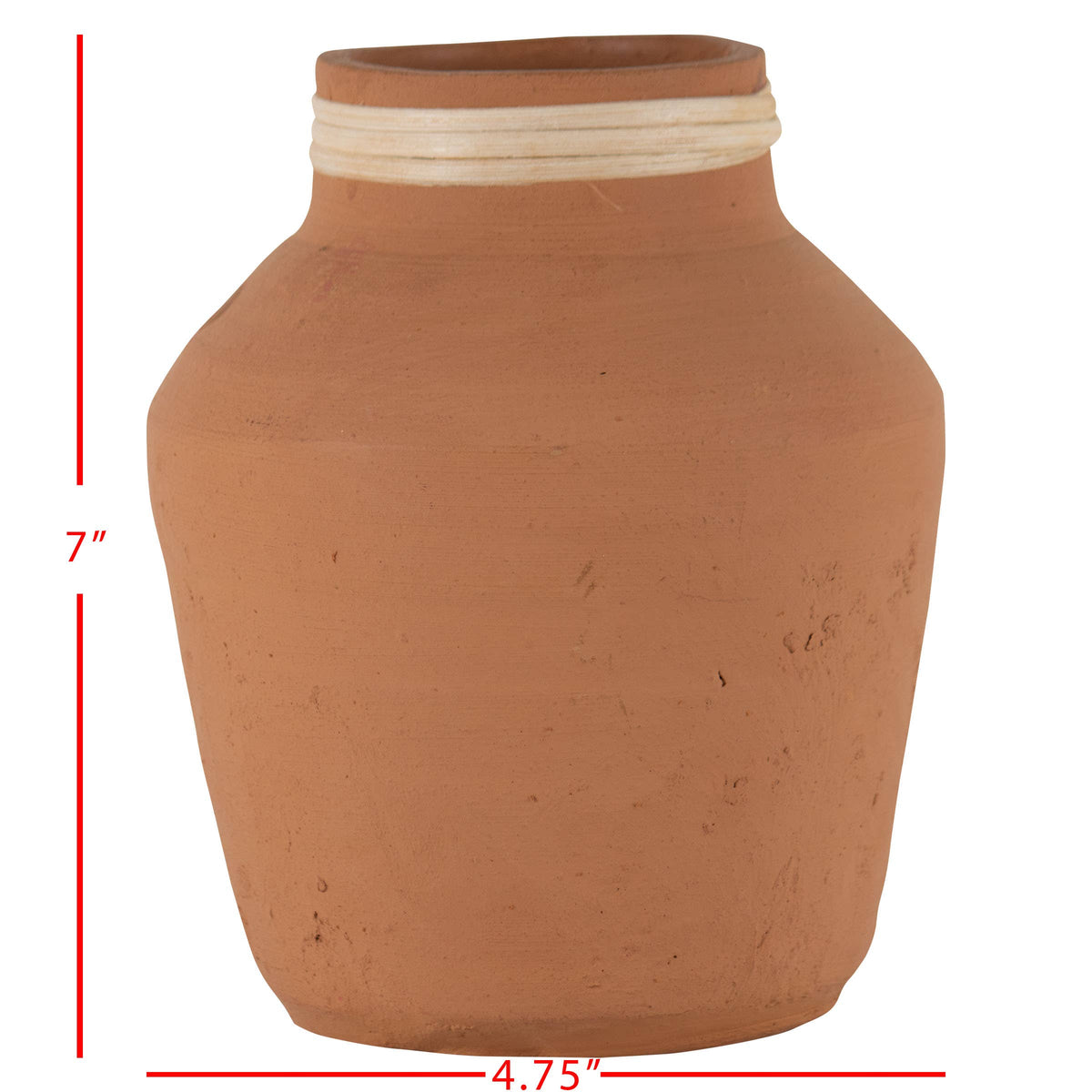 Hand Thrown Terracotta & Rattan Vase