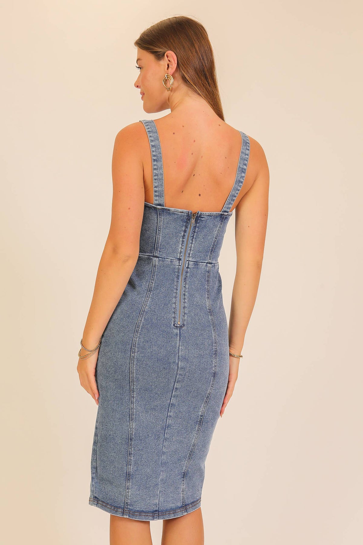 Rodeo Night Out Midi Stretchy Denim Dress