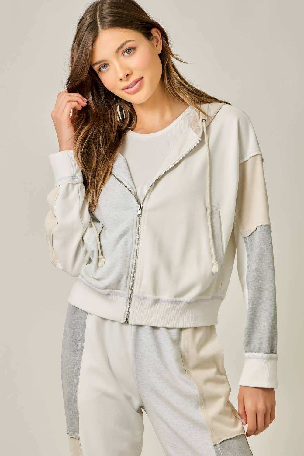 Spring Colorblock Zip-Up Hoodie