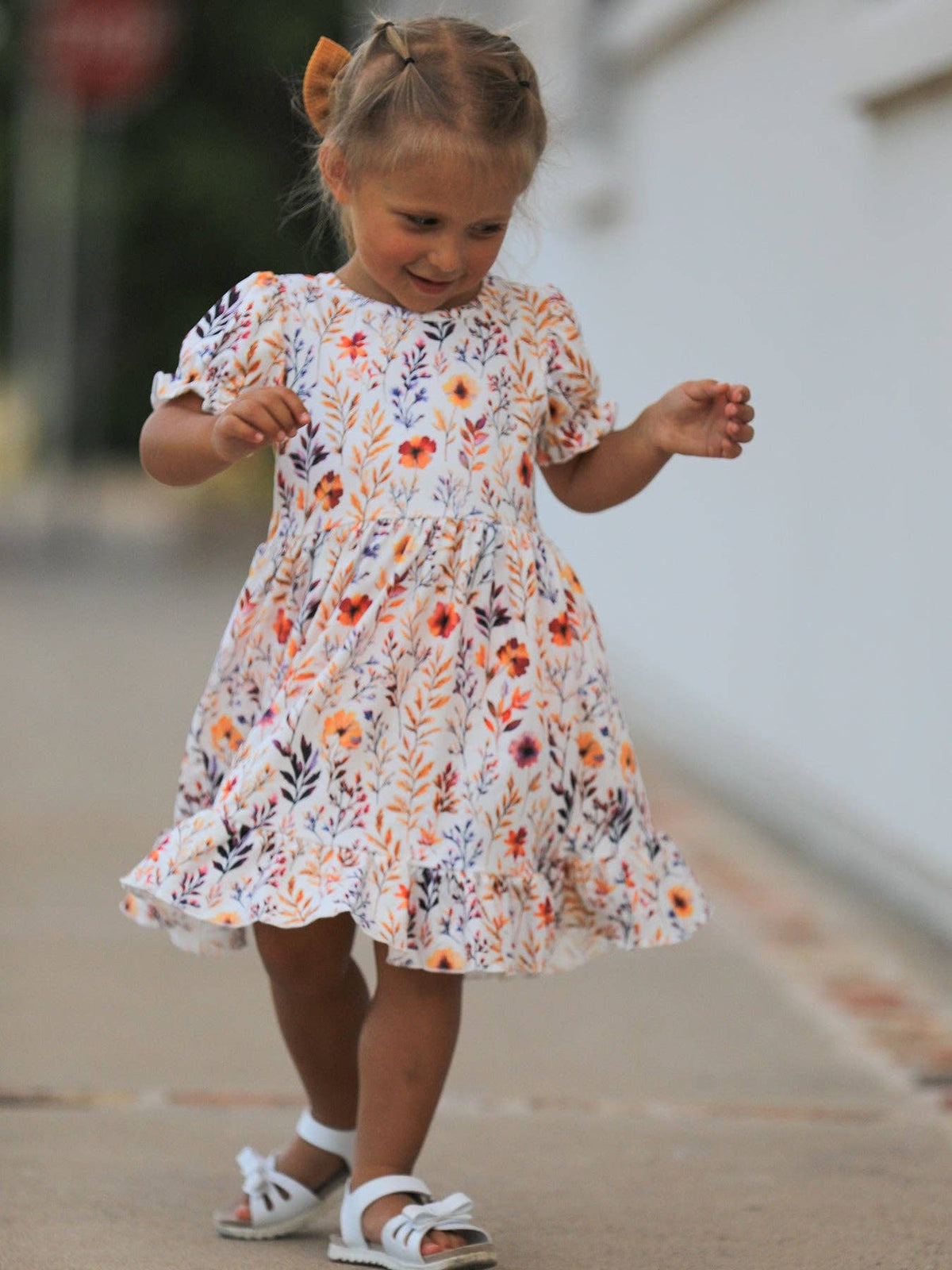 Ivory Fall Floral Twirl Dress