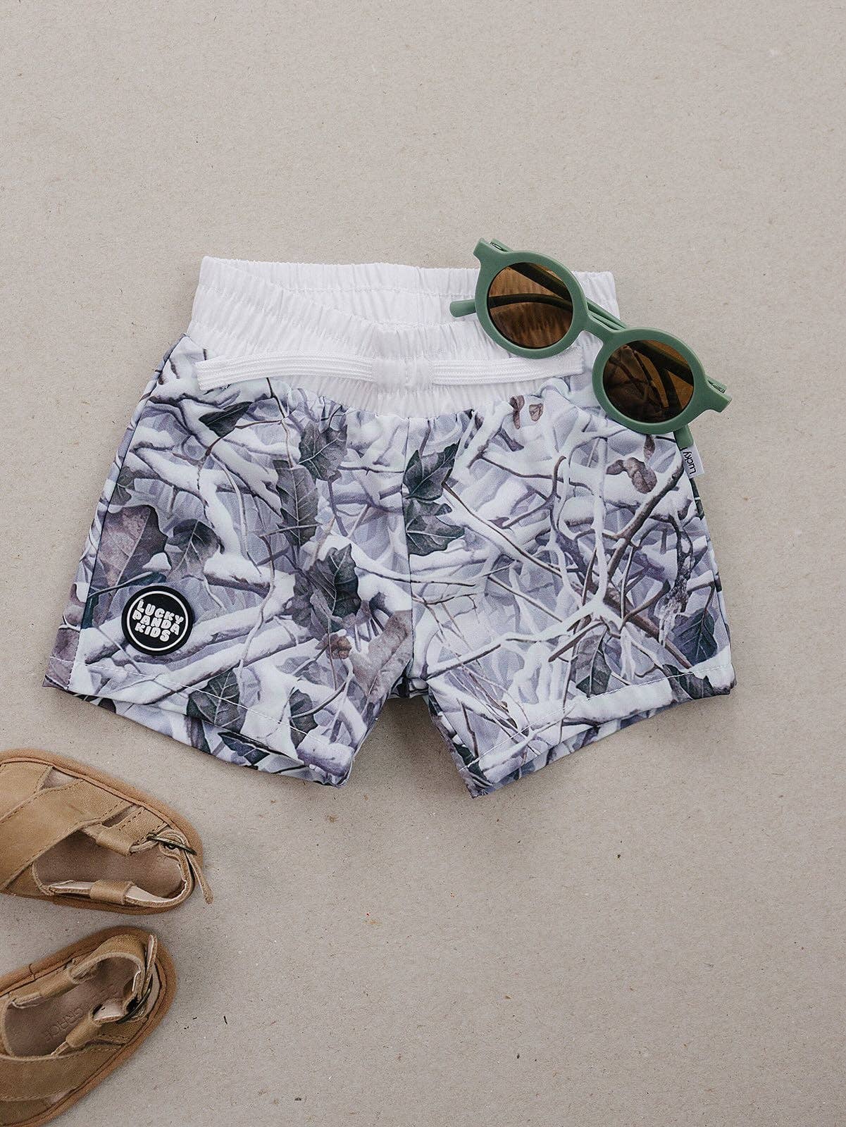 Levitt Light Wash Camo Swim Trunks