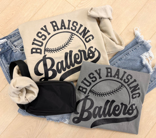 Busy Raising Ballers Tee - Gray