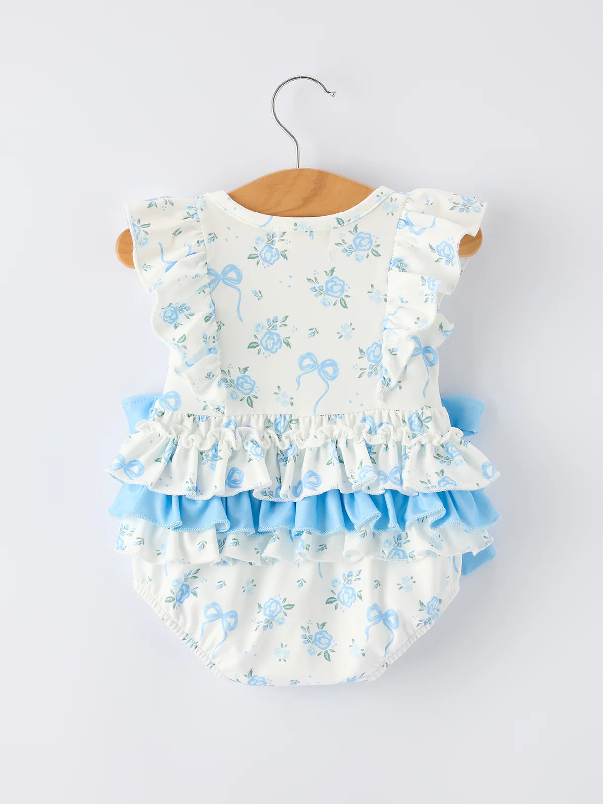 Blair Blue Floral Spring Ruffle Romper