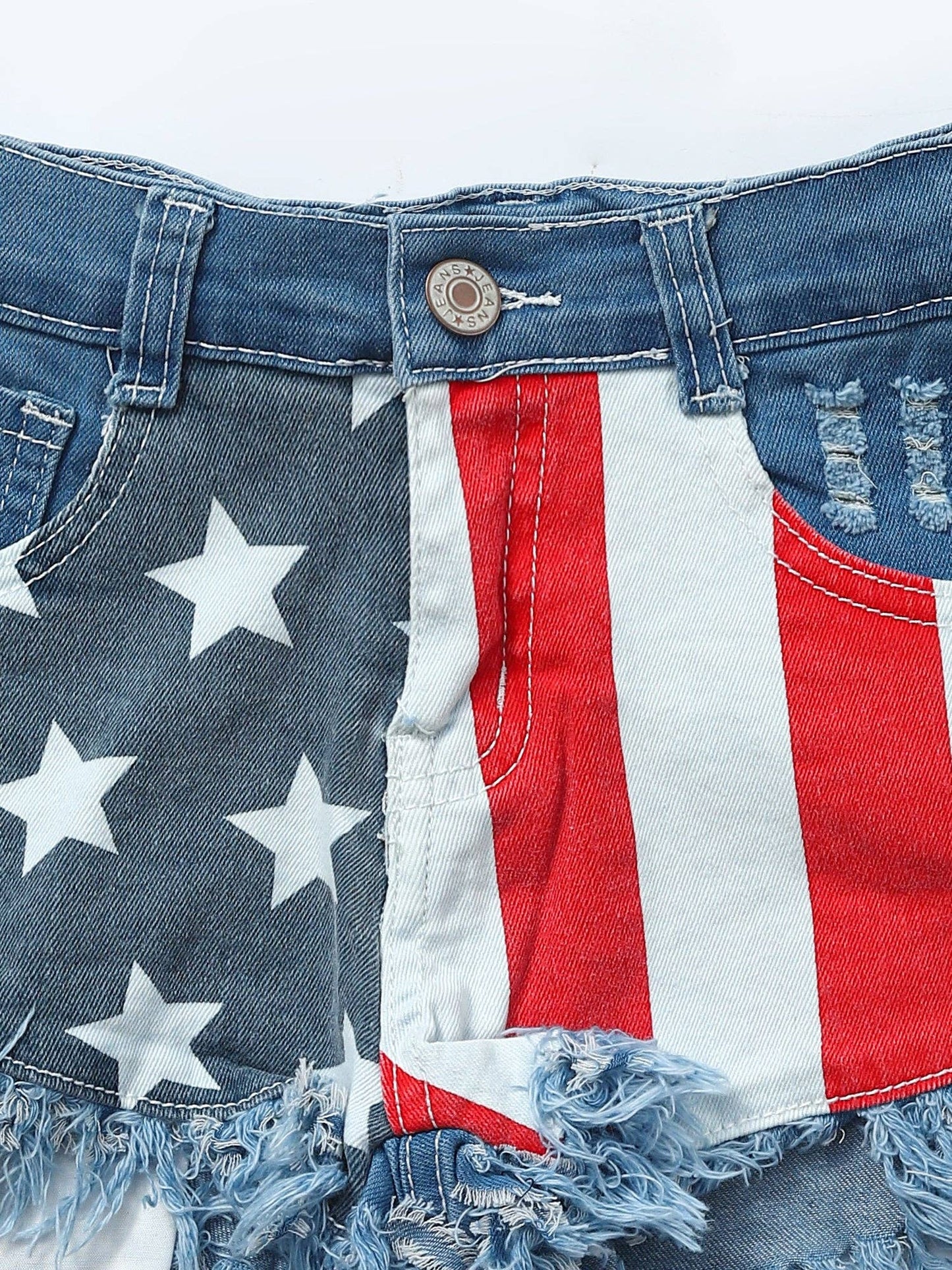 Girls RWB Patriotic Denim Shorts