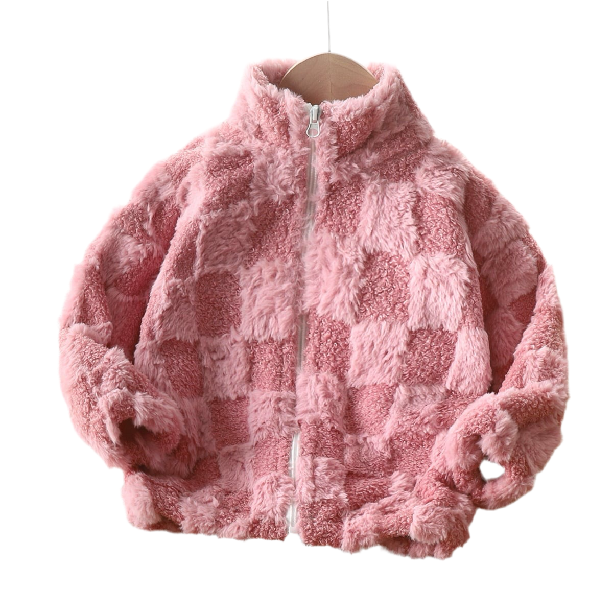 Blush Check Cozy Zip-Up 7/8Y
