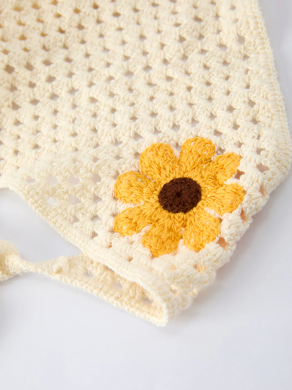 Girls Sunflower Crochet Dress + Headscarf RTS