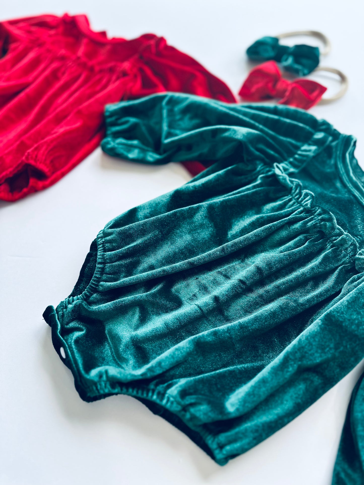 Fletcher Velvet Ruffle Onesie