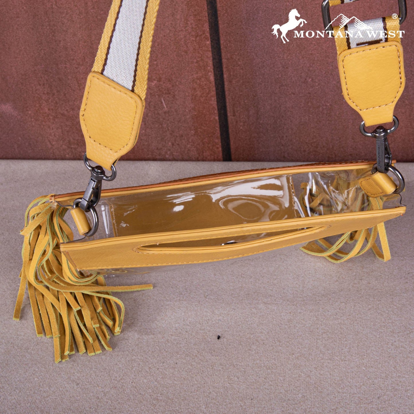 Montana Tooled Leather Clear Stadium Crossbody + Wallet - Mustard