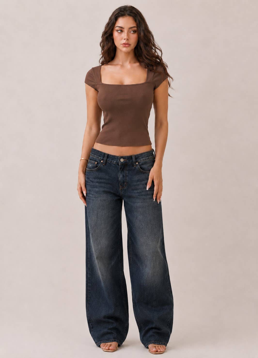 Laying Square Neck Cap Sleeve Top
