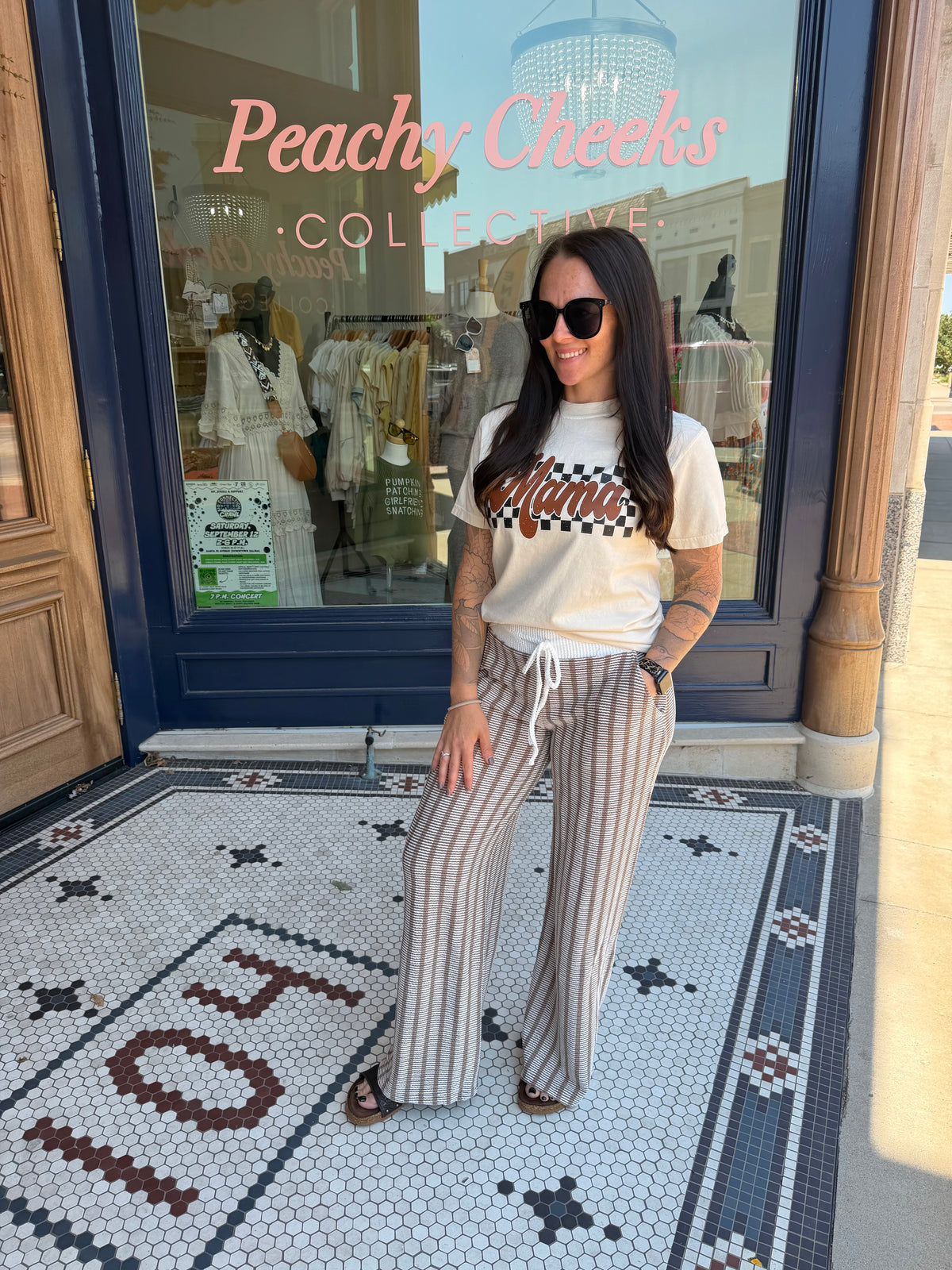 Airport Ribbed + Stripe Pants