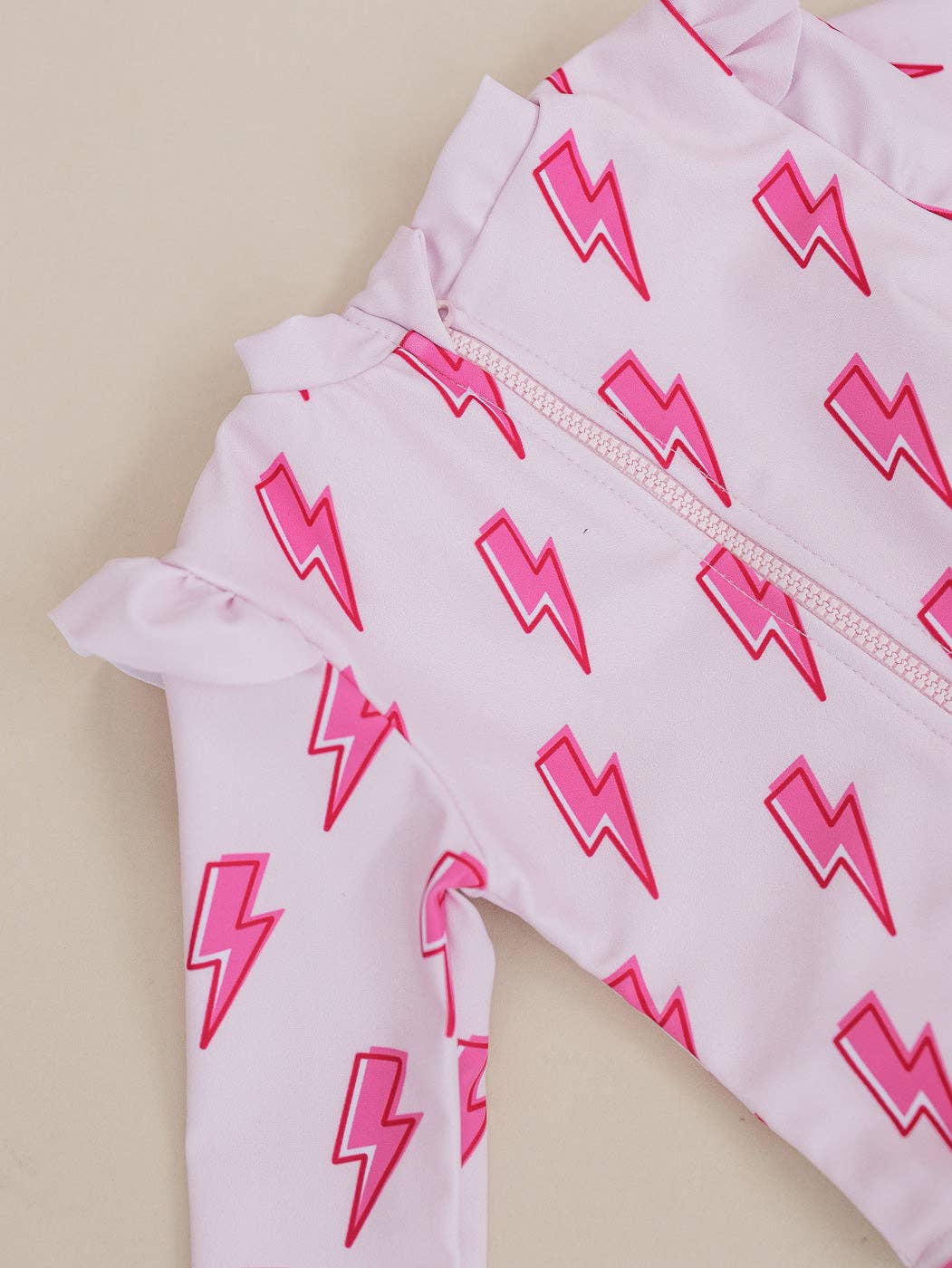 Pink Bolts Long Sleeve Rash Guard Swimmie