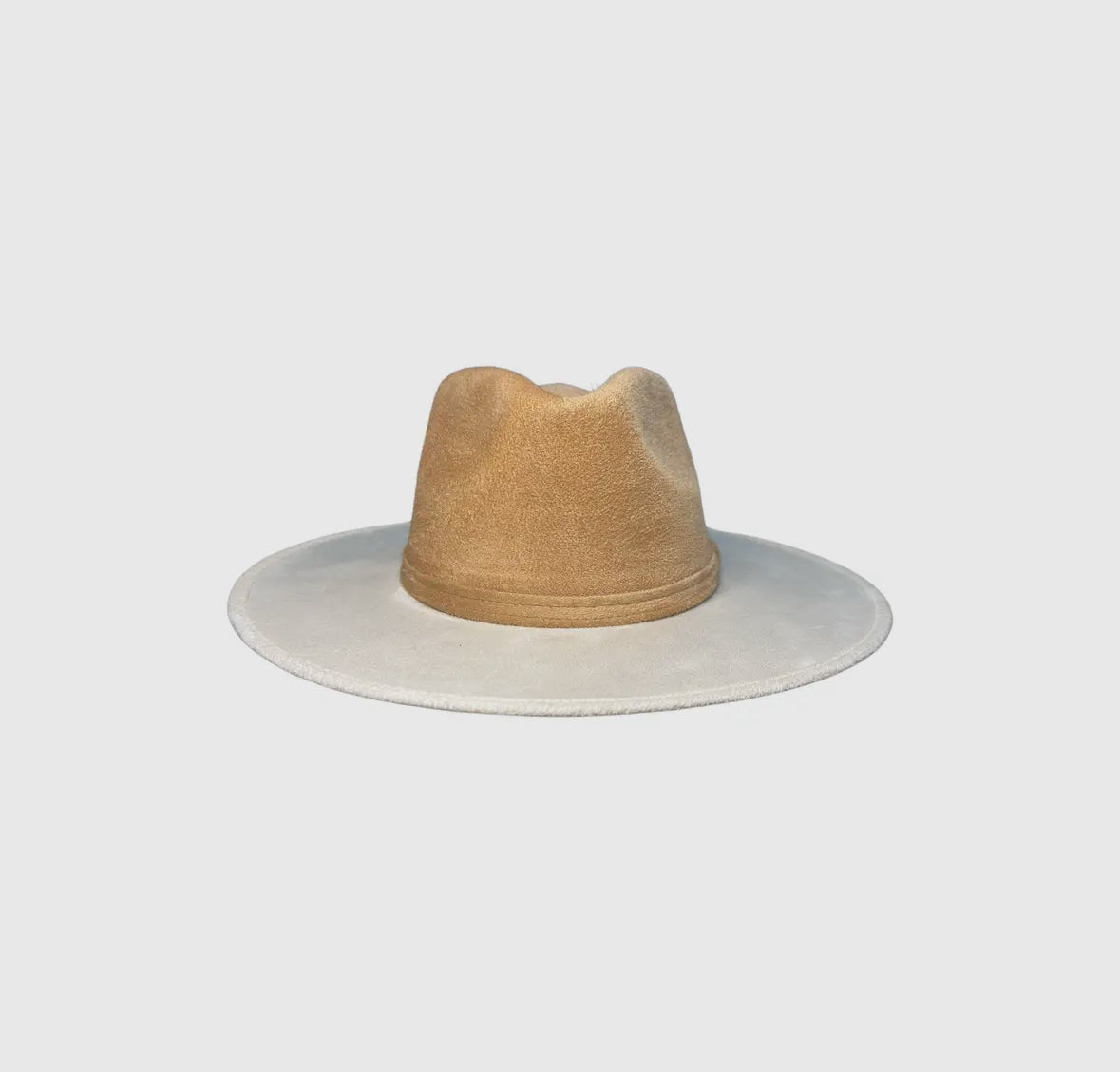 Wild Peach Suede Bi-Color Rancher Ivory Wide Brim + Tan Cap