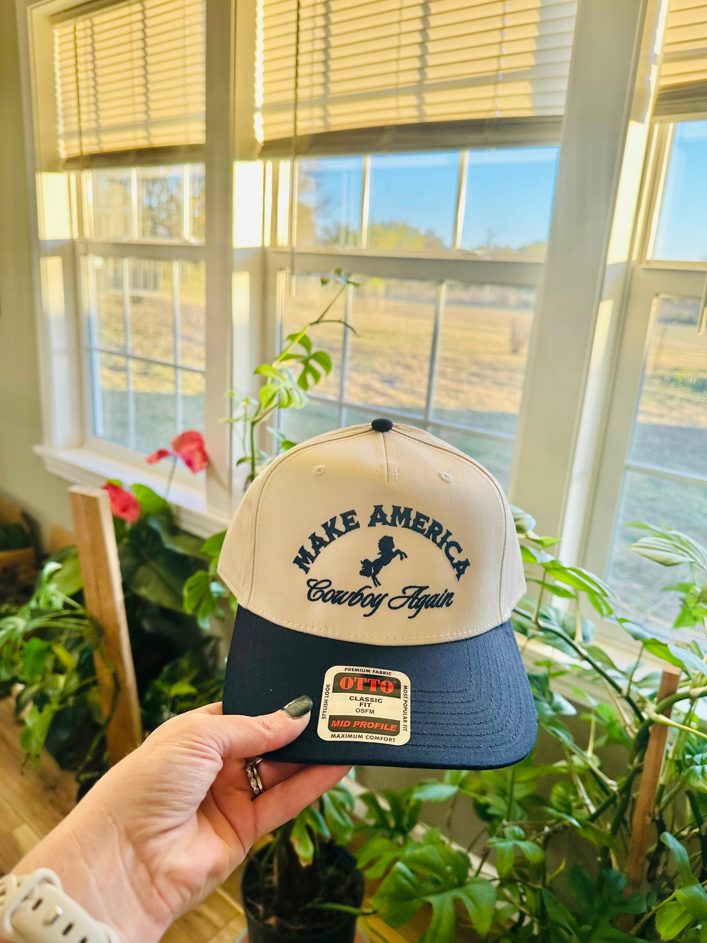 Navy Make America Cowboy Again Embroidered Hat