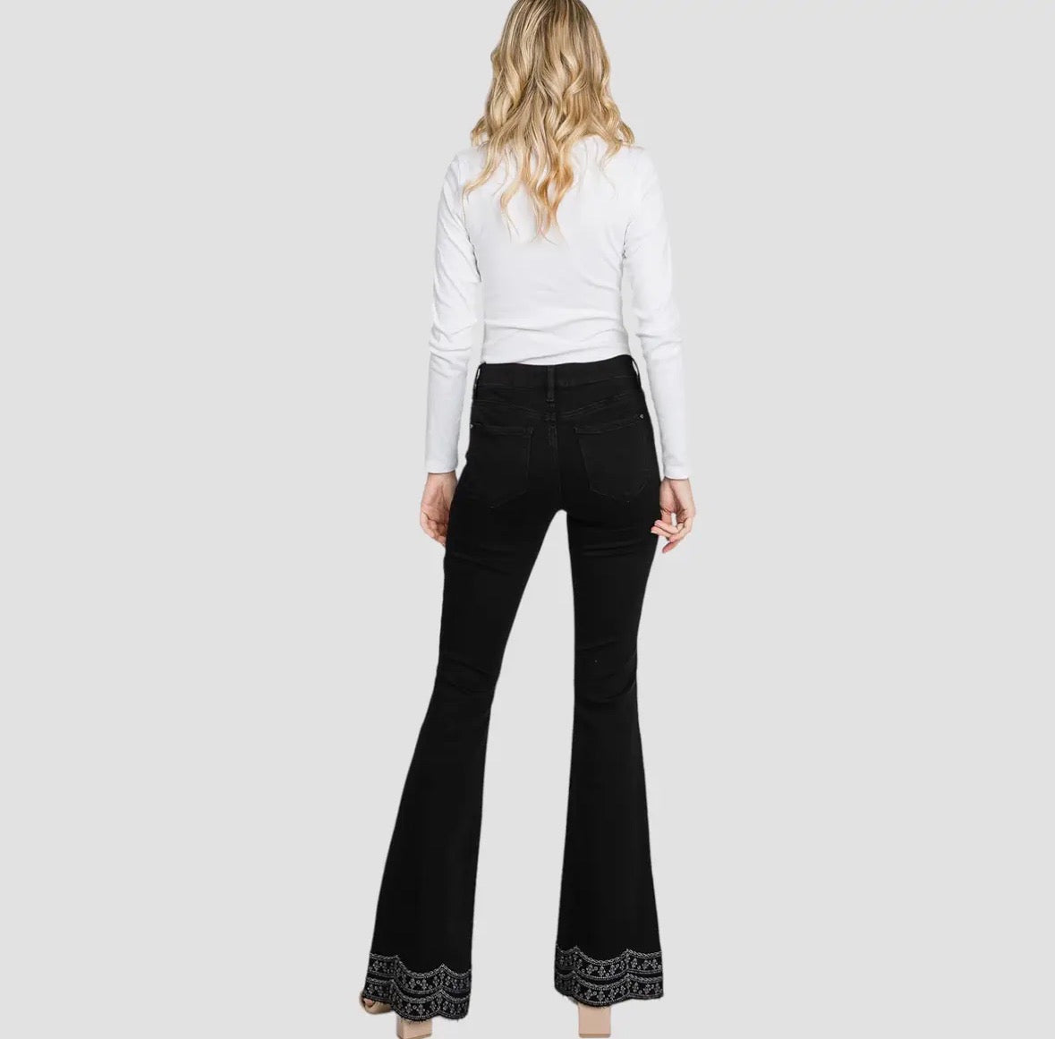Walkin After Midnignt Embroidered Flares
