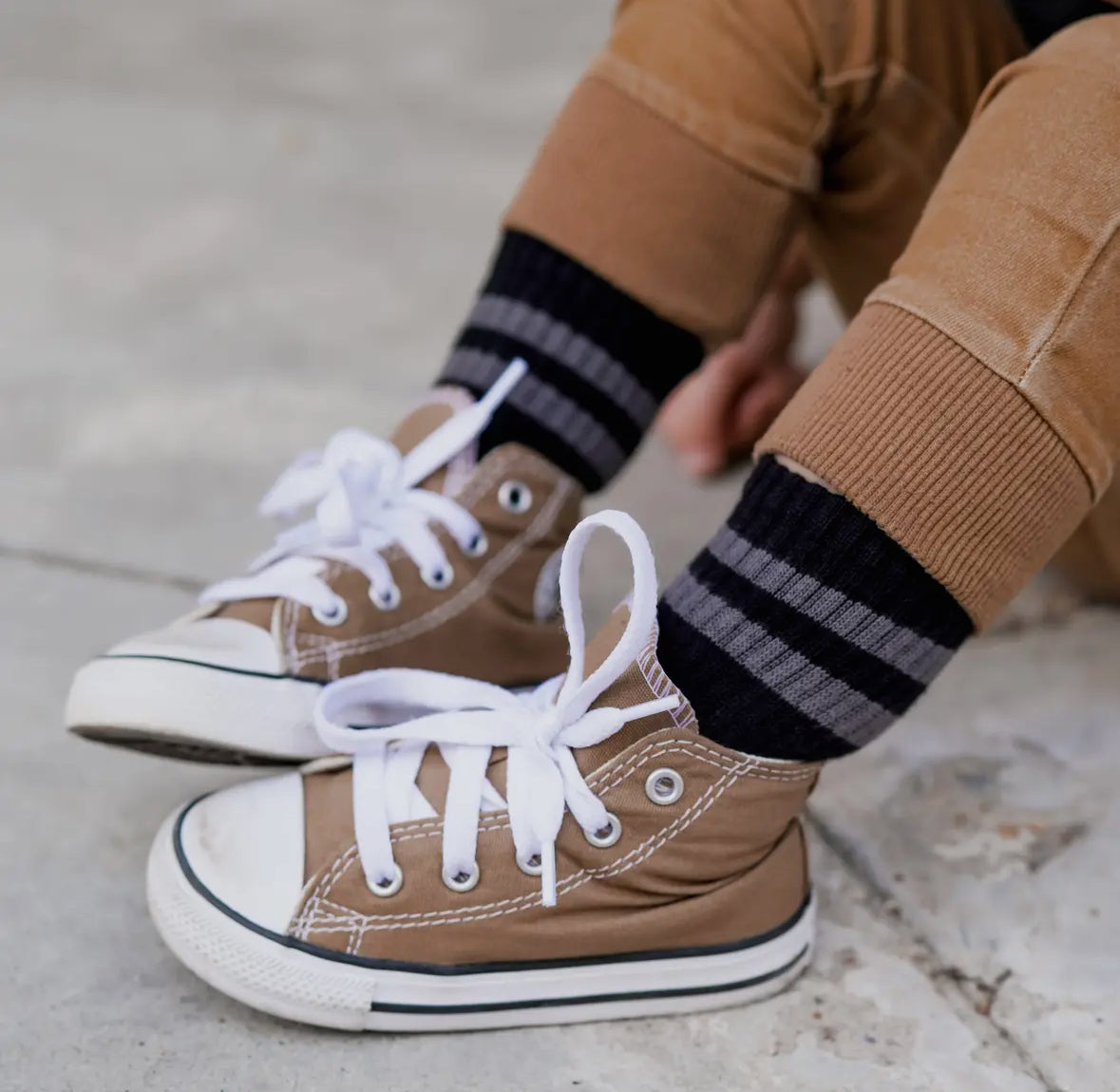 Stone Double Stripe Socks