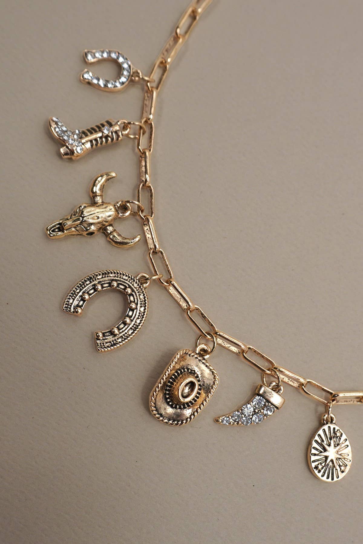 Western Hat + Horseshoe Boot Necklace