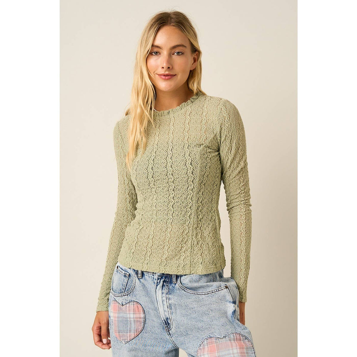 Yaya Textured Long Sleeve Top