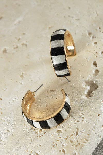 Faux Leather Two-Toned Hoop Earrings