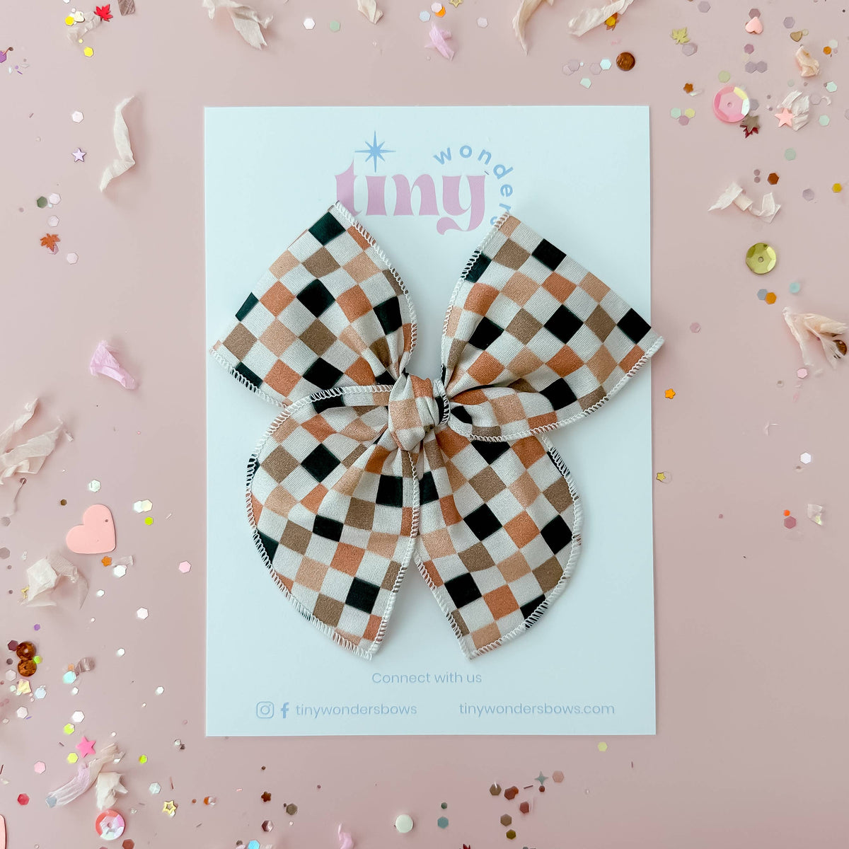 Neutral Checkered Bow