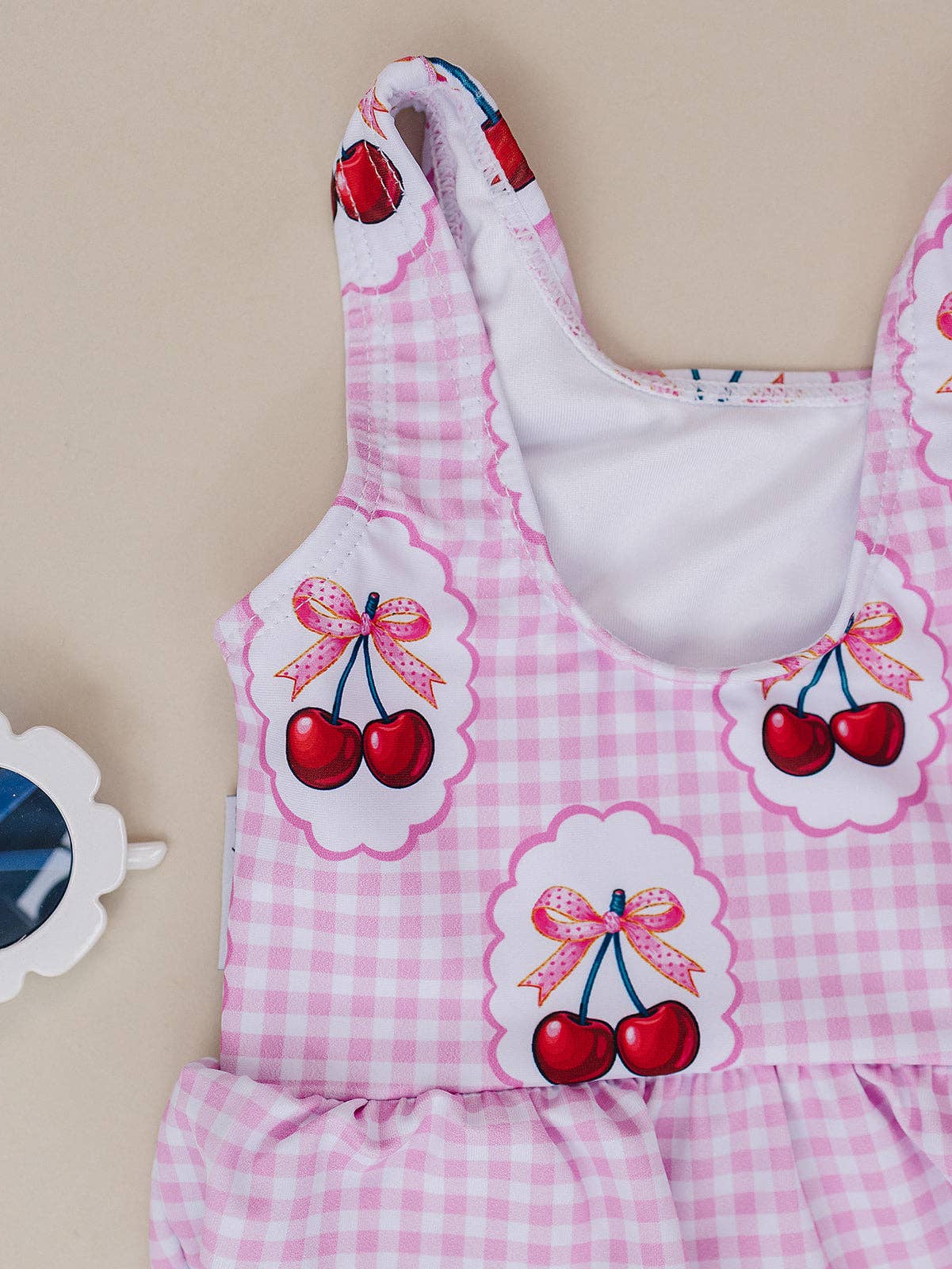 Gingham Cherry One Piece Swimmie