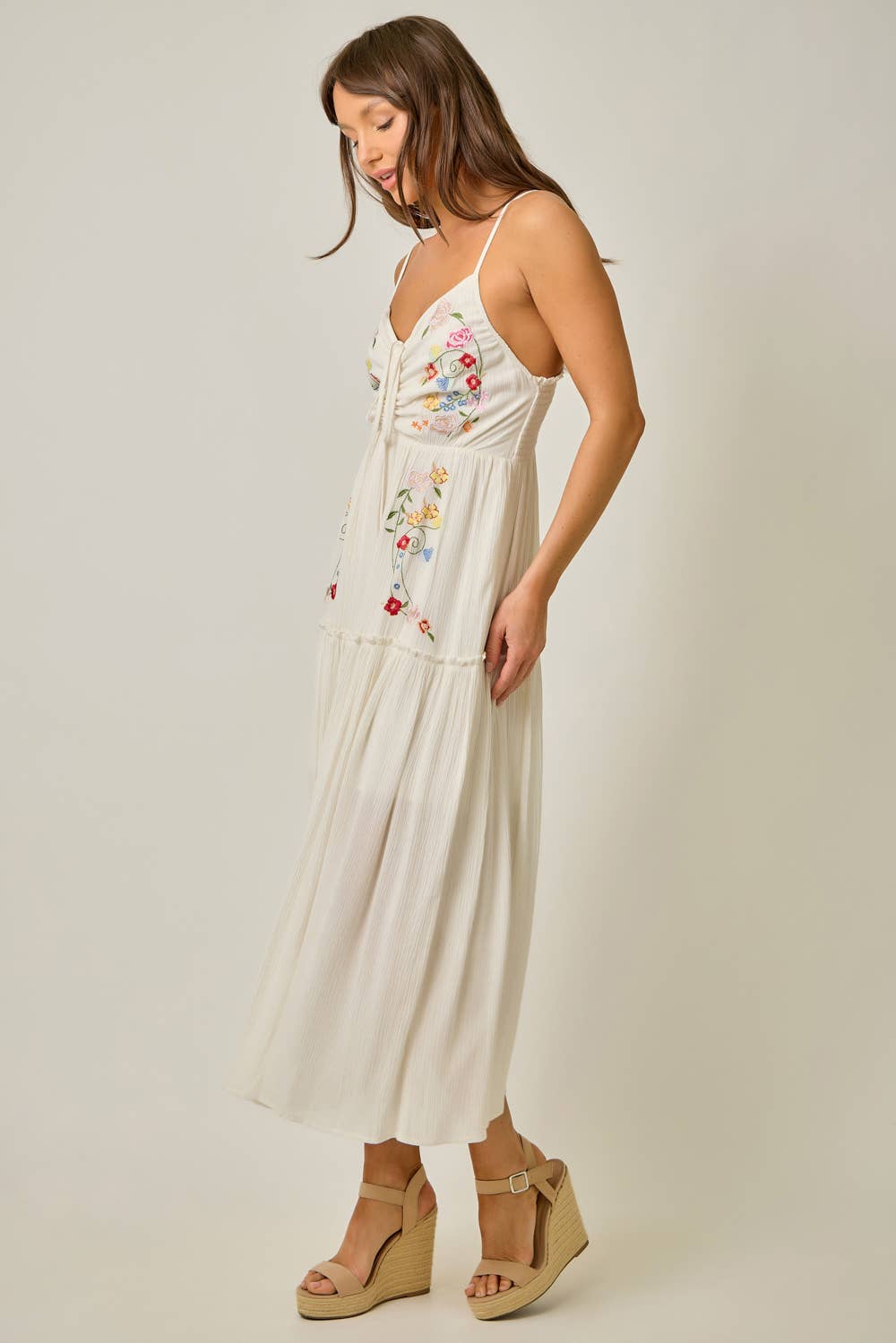 Danielle Embroidered Boho Midi Dress