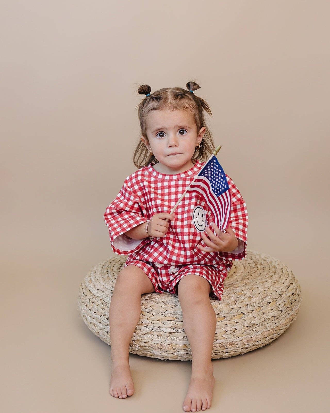 Red Gingham Shorts Set