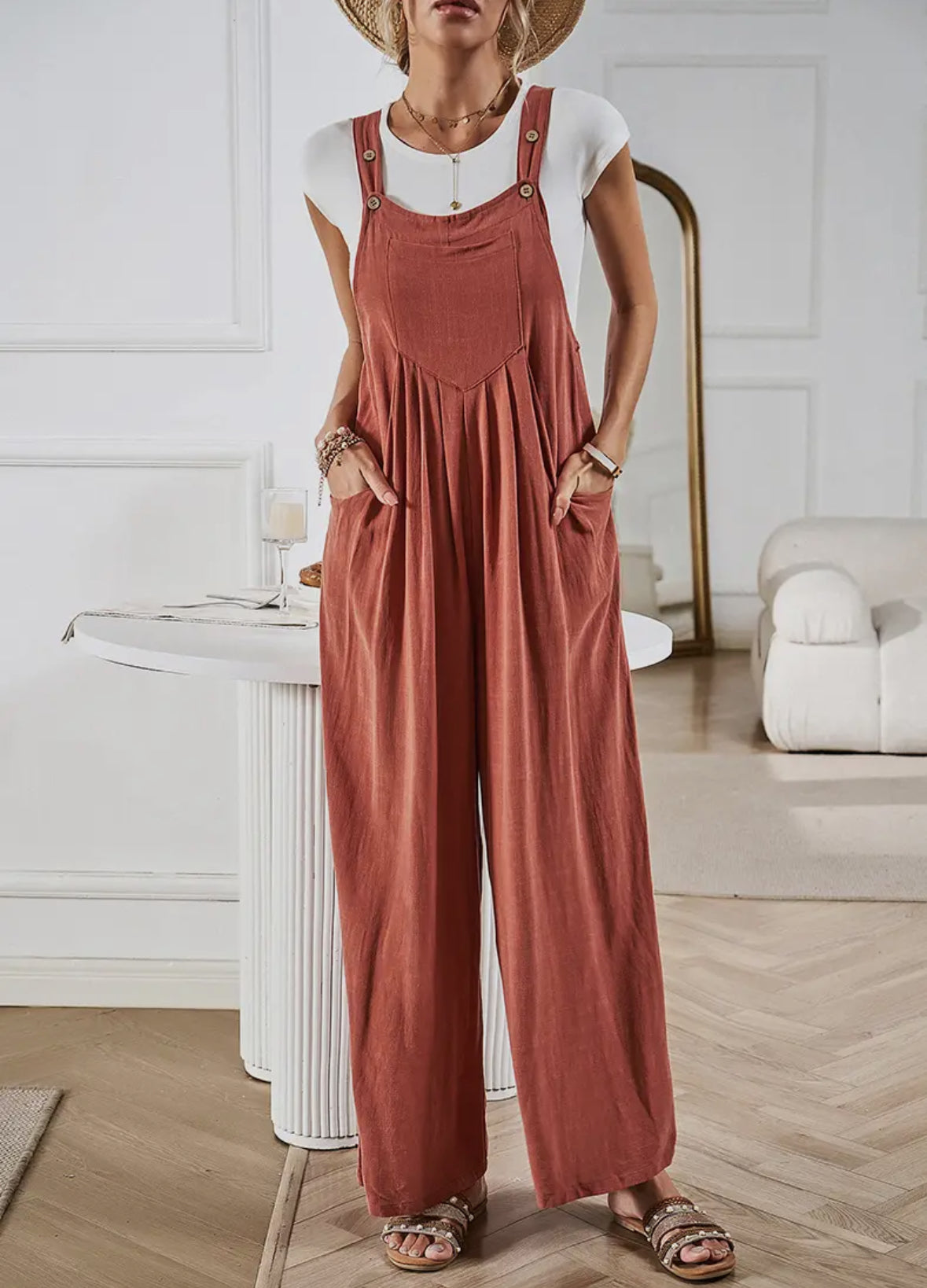 Boho Spring Wide Leg Overall Jumpsuit PreO