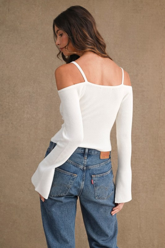 (Baby It’s) Cold Shoulder Rib Knit Sweater